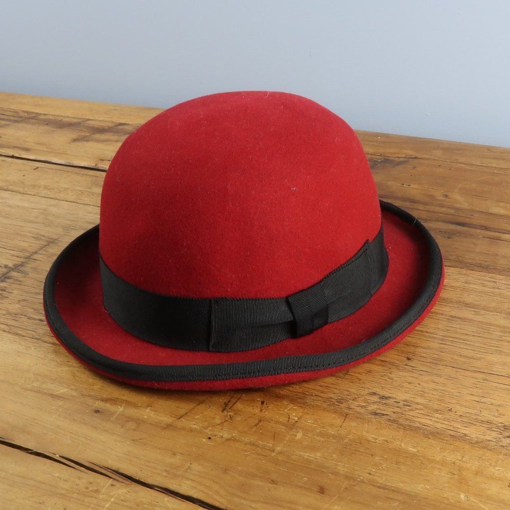 Elegant Red Women's Hat with Black Band